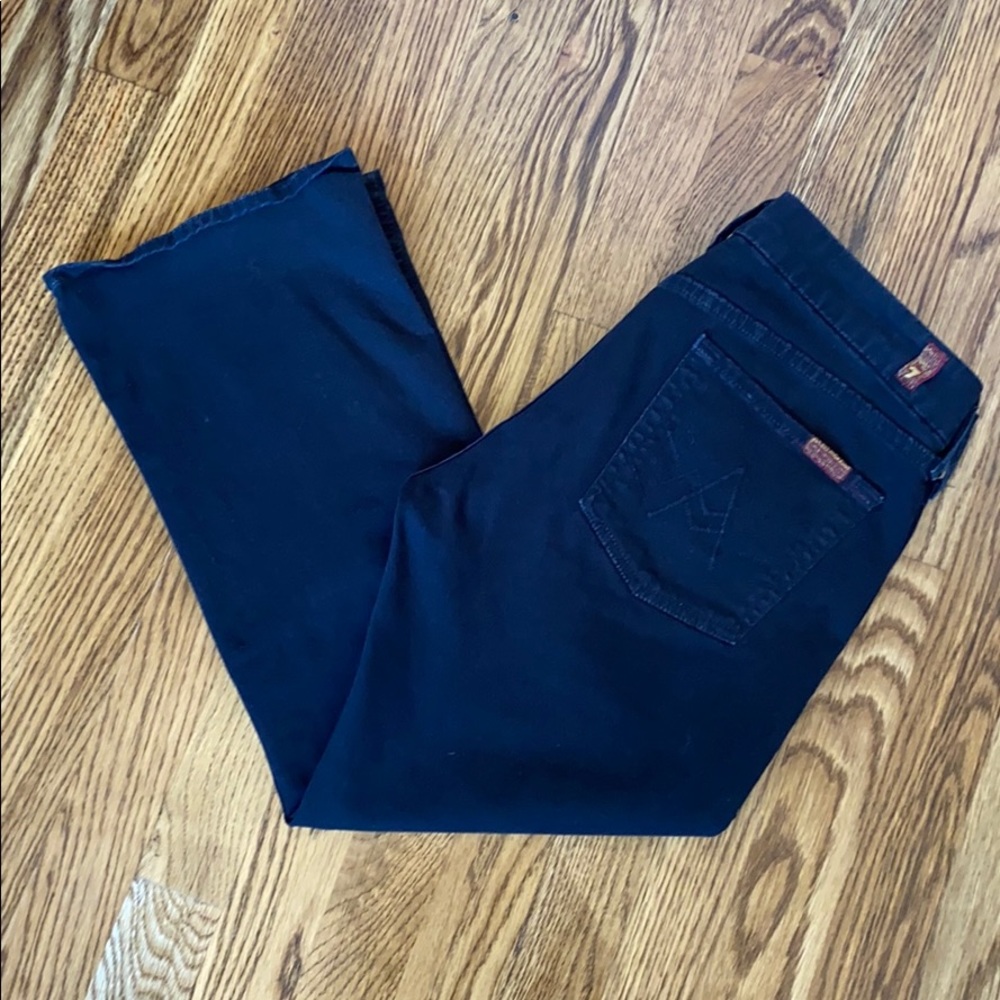 7 For All Mankind Ankle Flare Cropped Black Jeans